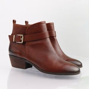 Vince Camuto Cognac Leather Ankle Booties Size 7.5